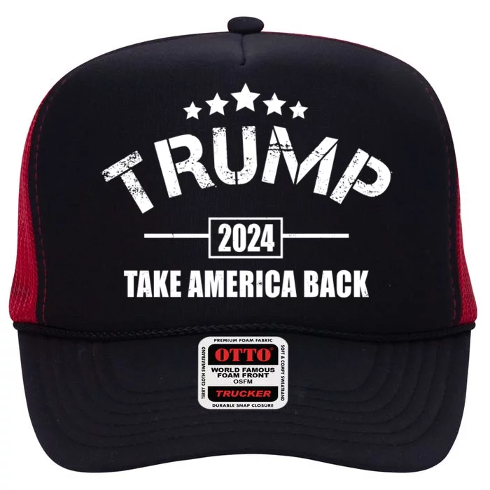 Trump 2024 Take America Back Election High Crown Mesh Trucker Hat