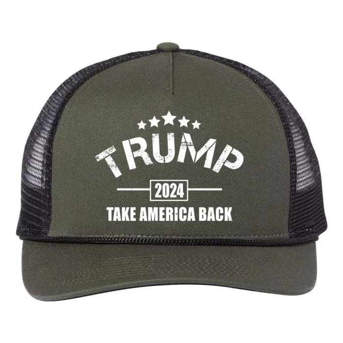 Trump 2024 Take America Back Election Retro Rope Trucker Hat Cap