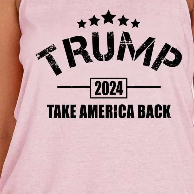 Trump 2024 Take America Back Election Women's Knotted Racerback Tank