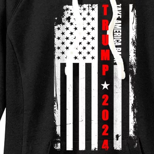 Trump 2024 Take America Back USA Flag Women's Fleece Hoodie