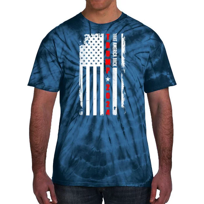 Trump 2024 Take America Back USA Flag Tie-Dye T-Shirt