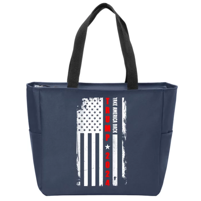 Trump 2024 Take America Back USA Flag Zip Tote Bag