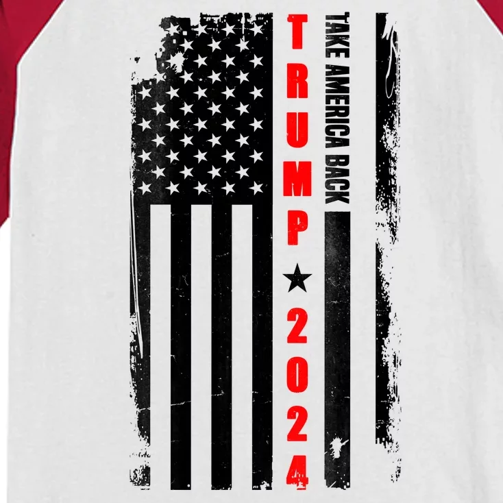 Trump 2024 Take America Back USA Flag Kids Colorblock Raglan Jersey