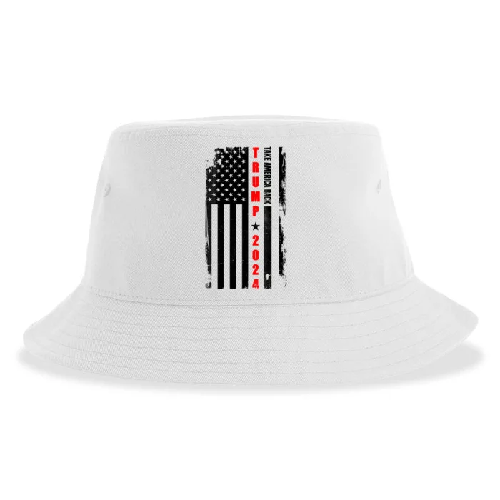 Trump 2024 Take America Back USA Flag Sustainable Bucket Hat