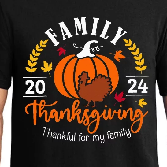 Thanksgiving 2024 Thankful For My Family Turkey Pumpkin Pajama Set