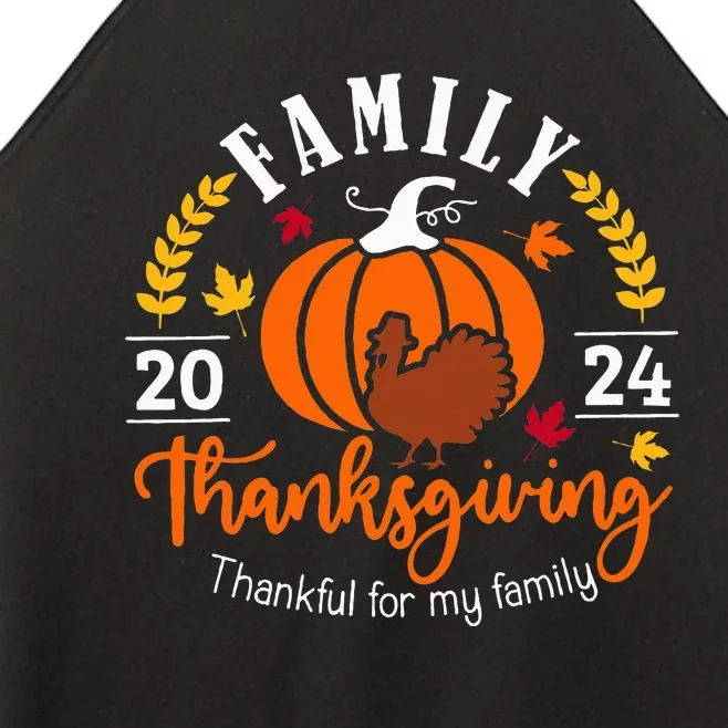 Thanksgiving 2024 Thankful For My Family Turkey Pumpkin Women’s Perfect Tri Rocker Tank