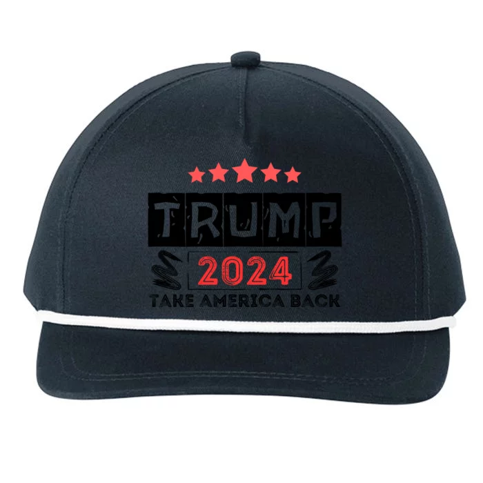 Trump 2024 Take America Back Slogan Snapback Five-Panel Rope Hat