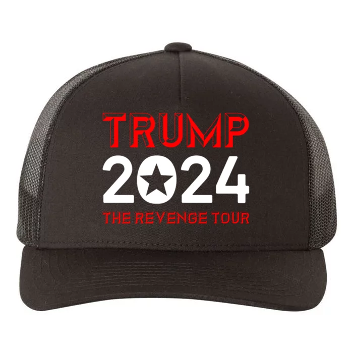 Trump 2024 The Revenge Tour Vintage American Flag Yupoong Adult 5-Panel Trucker Hat