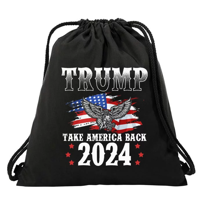 Trump 2024 Take America Back Grunge Drawstring Bag