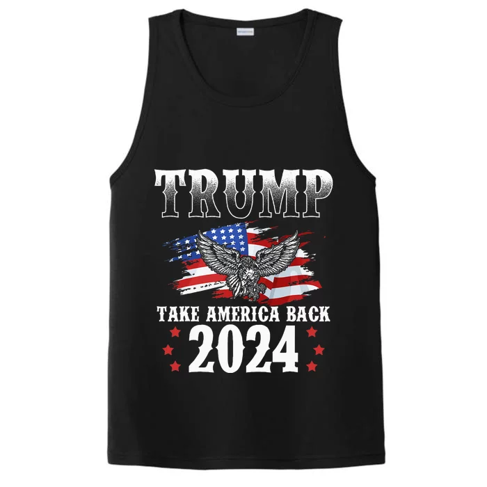 Trump 2024 Take America Back Grunge Performance Tank