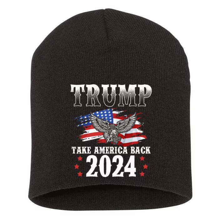 Trump 2024 Take America Back Grunge Short Acrylic Beanie