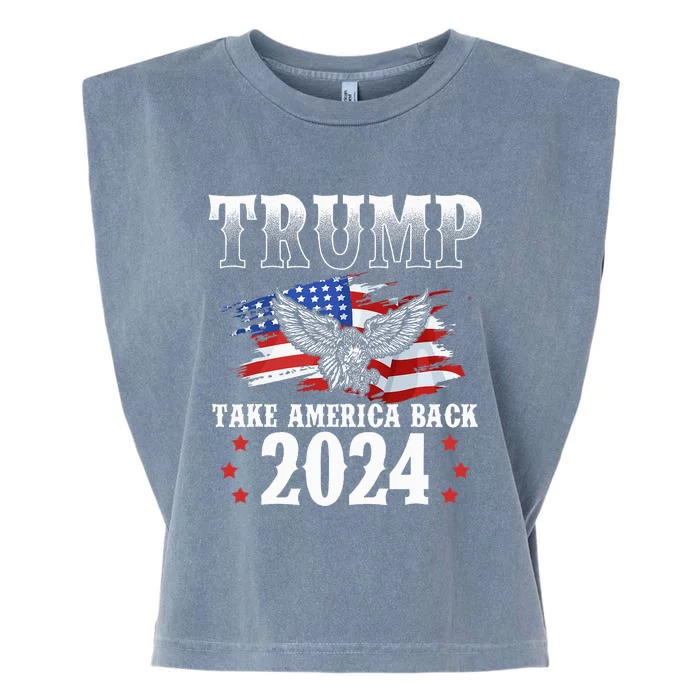 Trump 2024 Take America Back Grunge Garment-Dyed Women's Muscle Tee