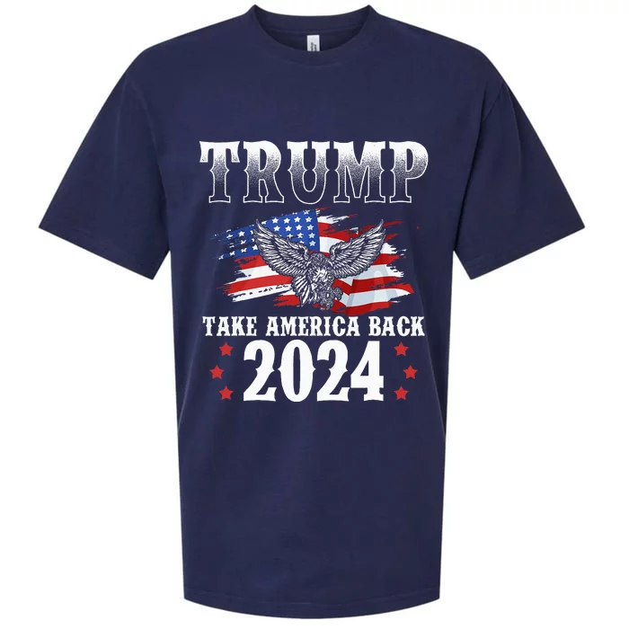 Trump 2024 Take America Back Grunge Sueded Cloud Jersey T-Shirt