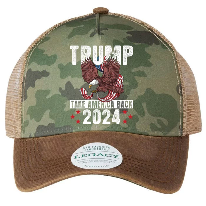 Trump 2024 Take America Back American Flag Trump 4th Of July Gift Legacy Tie Dye Trucker Hat