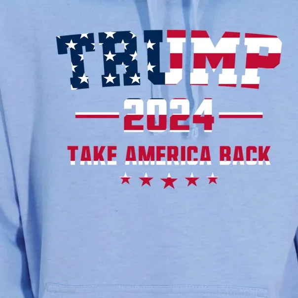 Trump 2024 Take America Back Election Flag Unisex Surf Hoodie