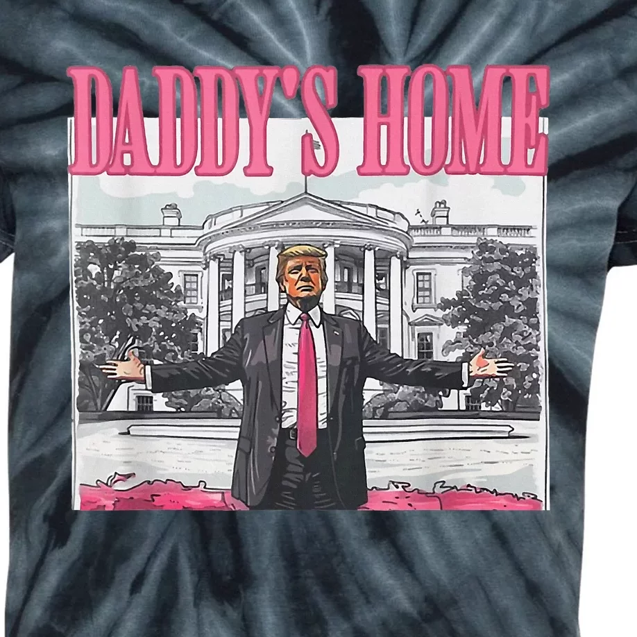 Trump 2024 Take America Back DaddyS Home Trump Pink 2024 Kids Tie-Dye T-Shirt