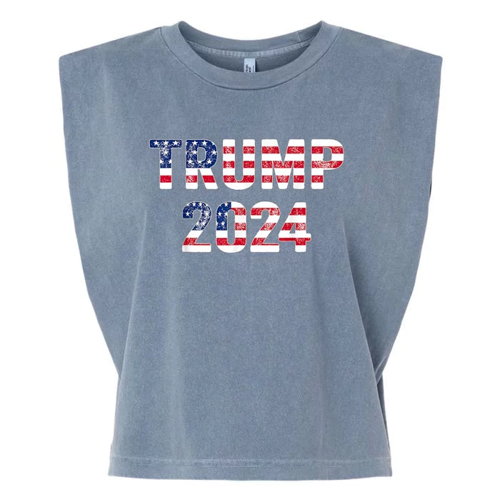 Trump 2024 Take America Back American Flag Trump 2024 Garment-Dyed Women's Muscle Tee