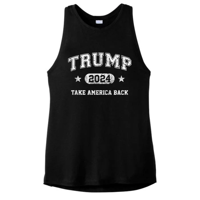 Trump 2024 Take America Back Ladies Tri-Blend Wicking Tank