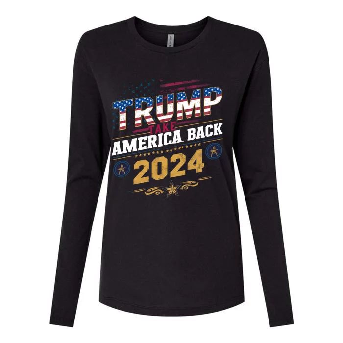 Trump 2024 Take America Back Vintage Style Womens Cotton Relaxed Long Sleeve T-Shirt