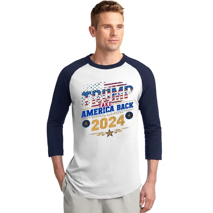 Trump 2024 Take America Back Vintage Style Baseball Sleeve Shirt