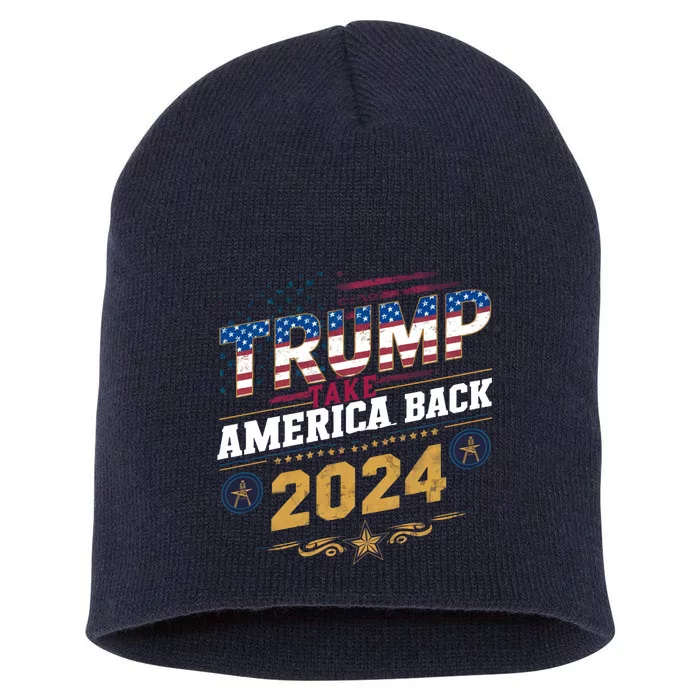 Trump 2024 Take America Back Vintage Style Short Acrylic Beanie