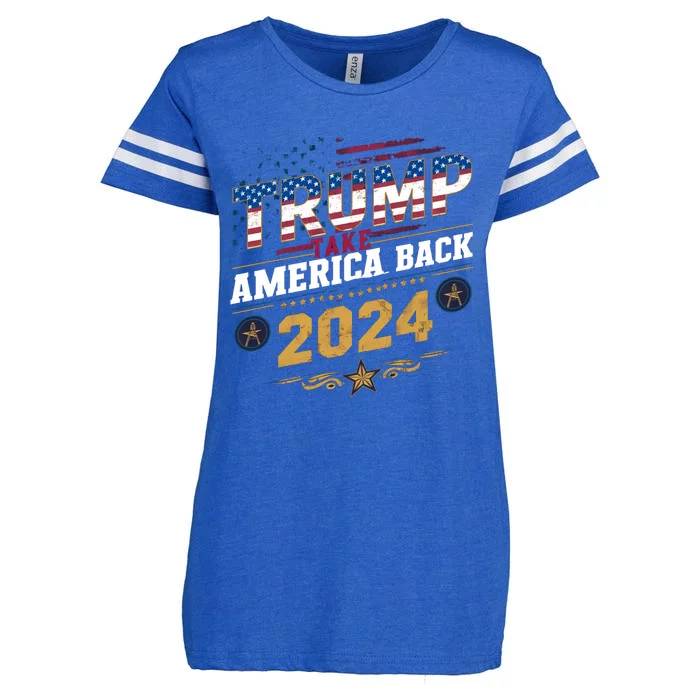 Trump 2024 Take America Back Vintage Style Enza Ladies Jersey Football T-Shirt