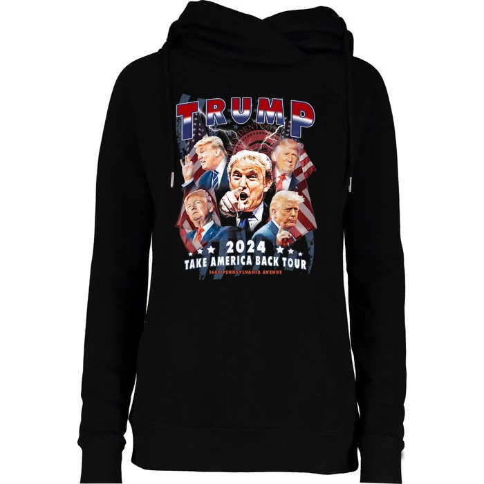 Trump 2024 Take America Back Vintage Style Election Womens Funnel Neck Pullover Hood