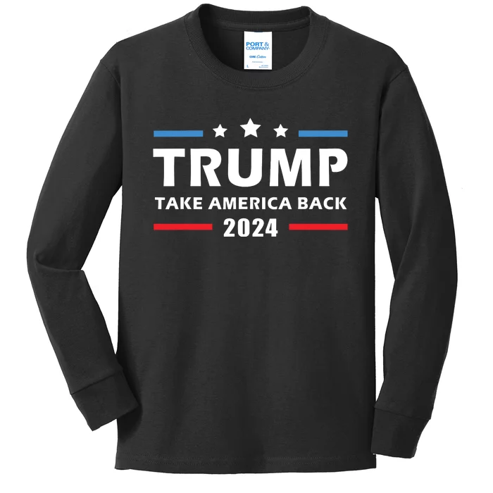 Trump 2024 Take America Back Kids Long Sleeve Shirt