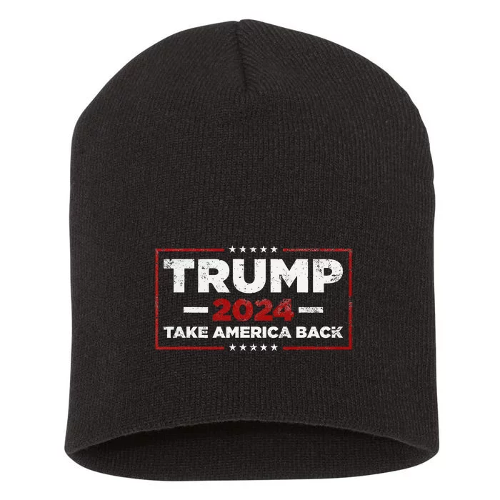 Trump 2024 Take America Back Us American Flag President Short Acrylic Beanie