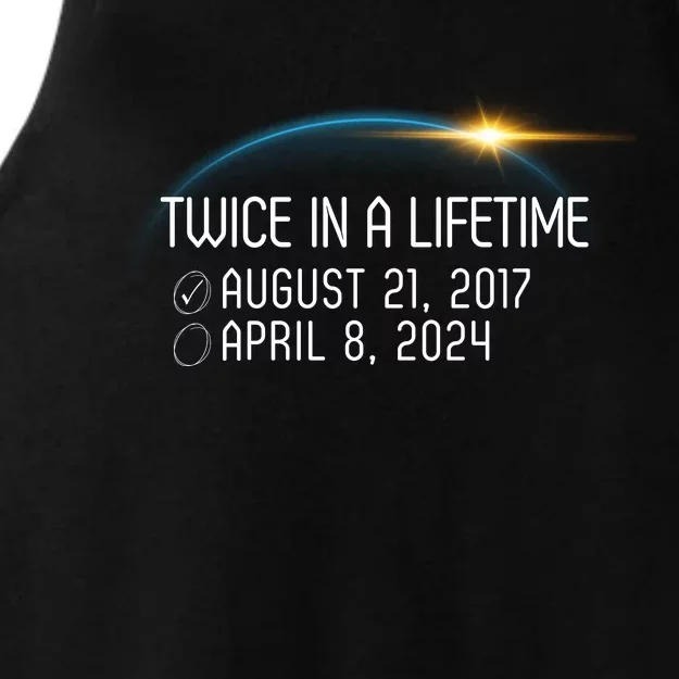 Totality 24 Twice In A Lifetime Total Solar Eclipse 2024 Ladies Tri-Blend Wicking Tank