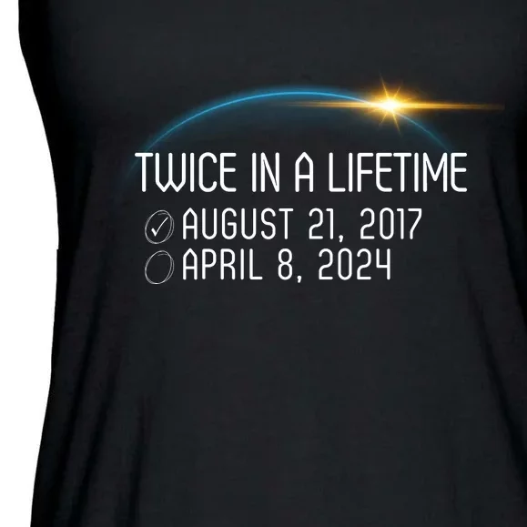 Totality 24 Twice In A Lifetime Total Solar Eclipse 2024 Ladies Essential Flowy Tank