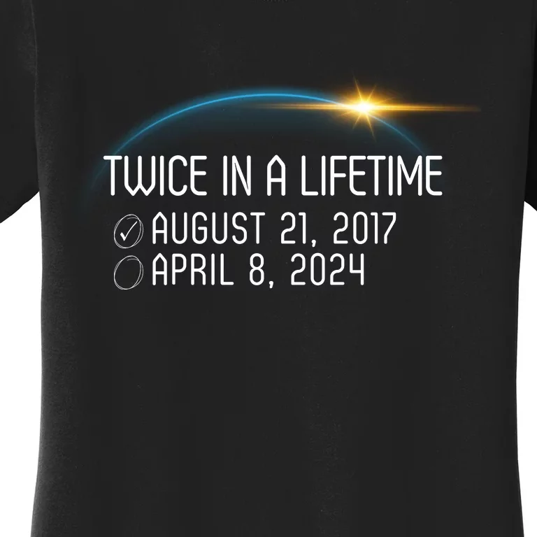 Totality 24 Twice In A Lifetime Total Solar Eclipse 2024 Women's T-Shirt