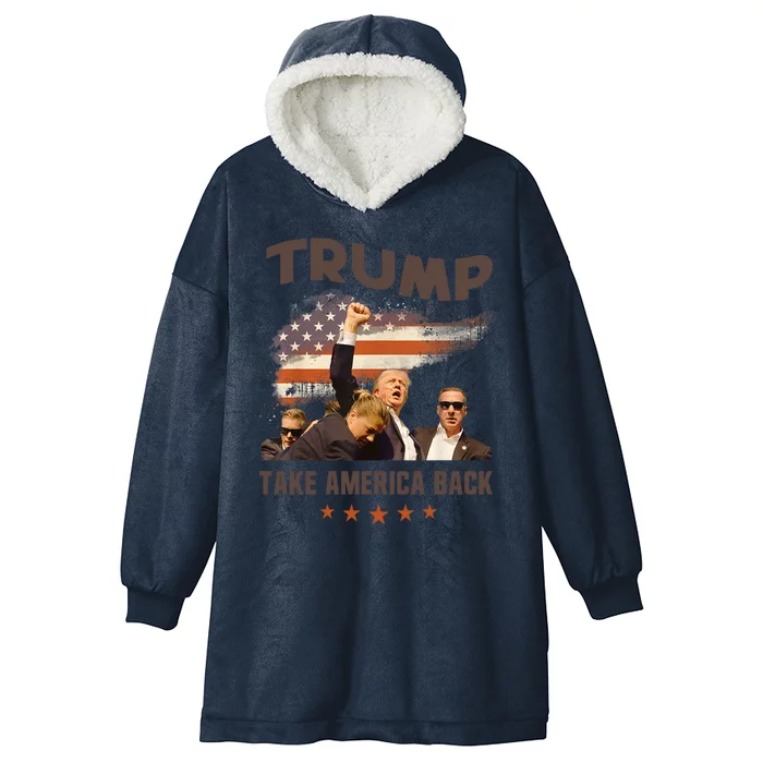 Trump 2024 Take America Back Election Gift Hooded Wearable Blanket