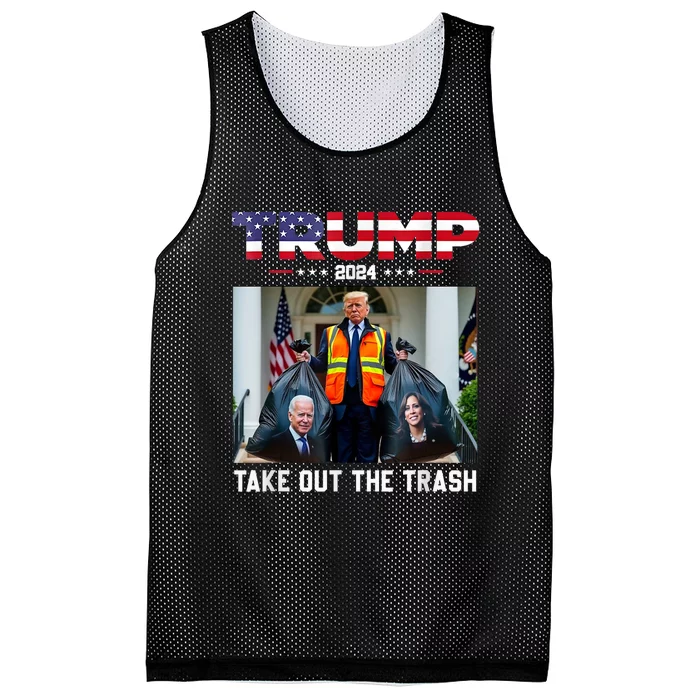 Trump 2024 Take Out The Trash Funny Trump Garbage Man Mesh Reversible Basketball Jersey Tank