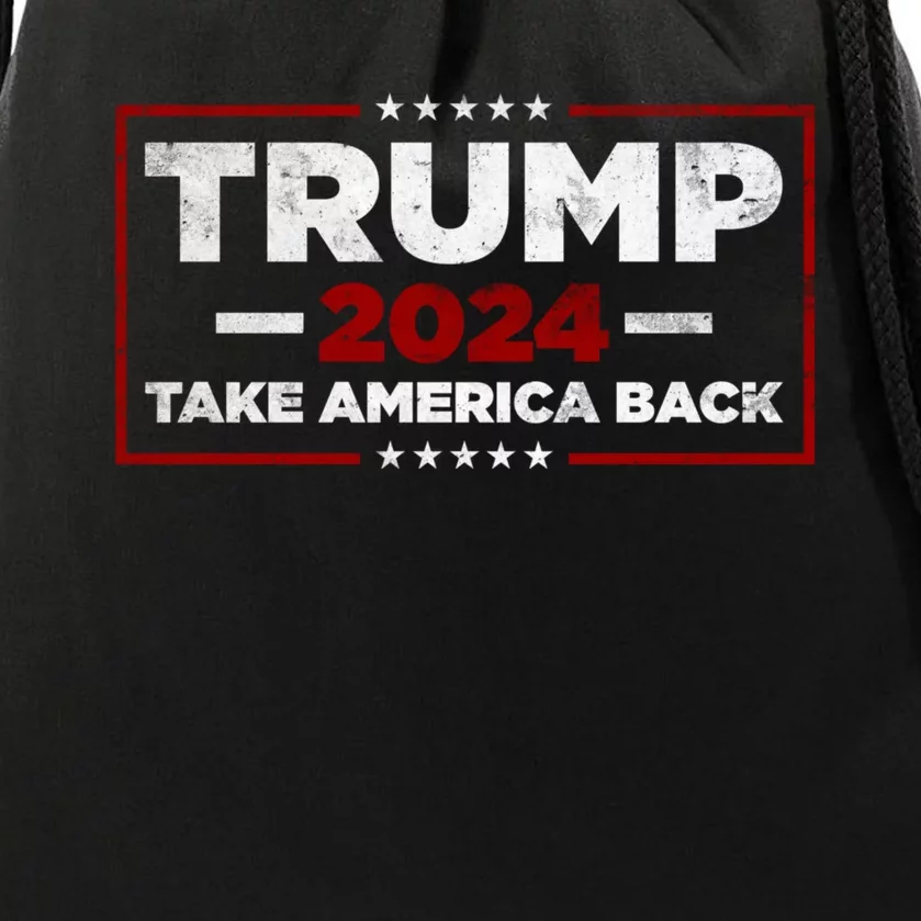 Trump 2024 Take America Back Us American Flag President Drawstring Bag