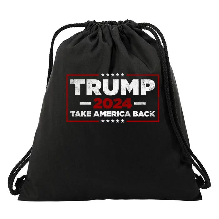 Trump 2024 Take America Back Us American Flag President Drawstring Bag