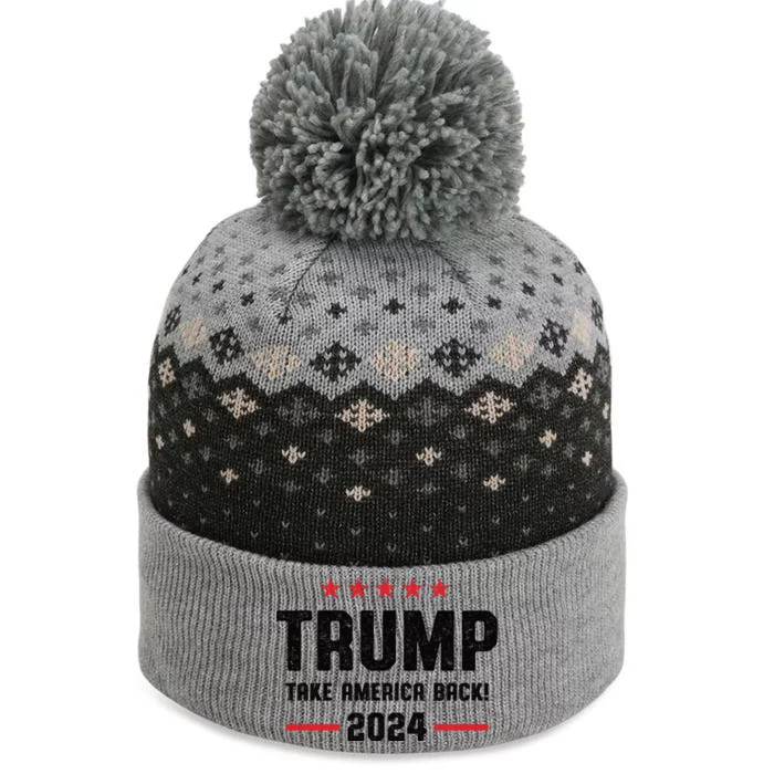 Trump 2024 Take America Back The Baniff Cuffed Pom Beanie