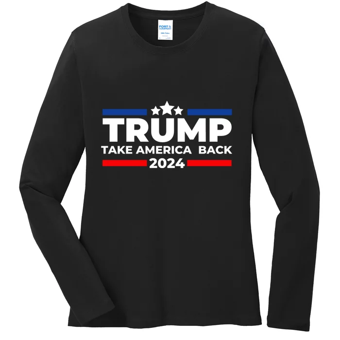 Trump 2024 Take Back America Ladies Long Sleeve Shirt