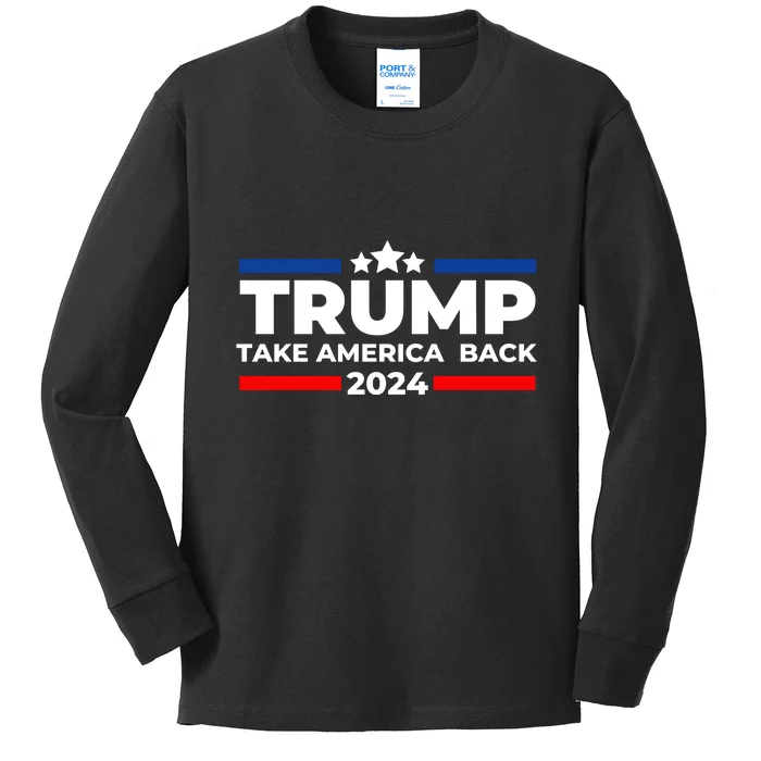 Trump 2024 Take Back America Kids Long Sleeve Shirt