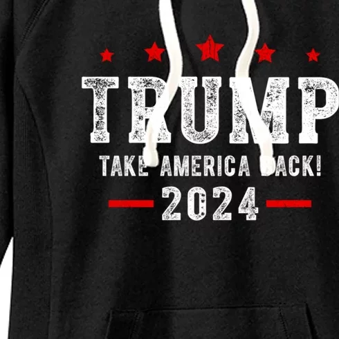 Trump 2024 Take America Back Usa Patriotic American Flag Funny Gift Women's Fleece Hoodie