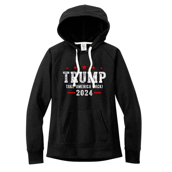 Trump 2024 Take America Back Usa Patriotic American Flag Funny Gift Women's Fleece Hoodie