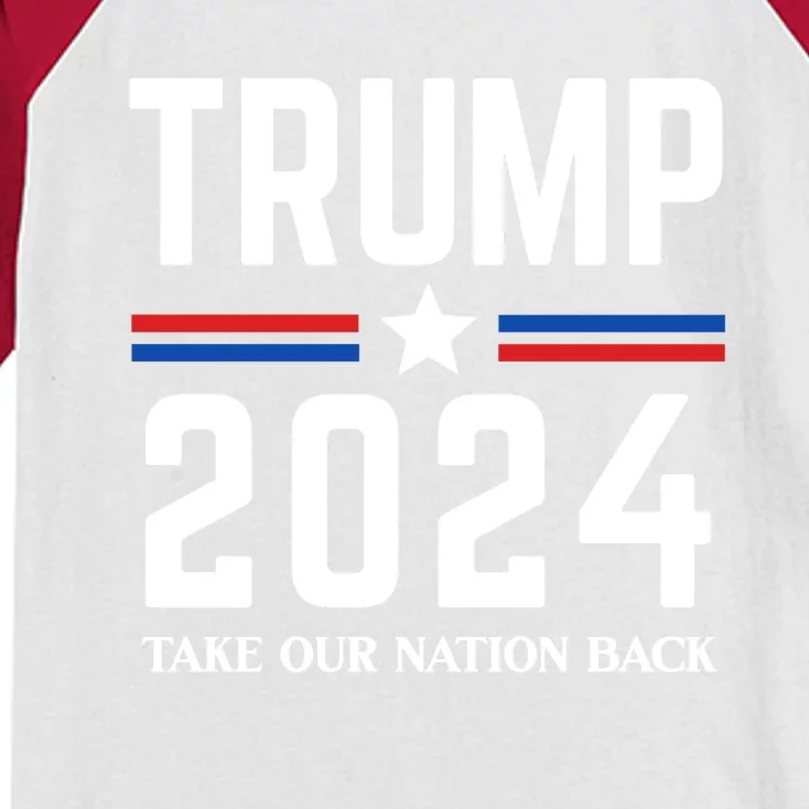 Trump 2024 Take Our Nation Back Kids Colorblock Raglan Jersey