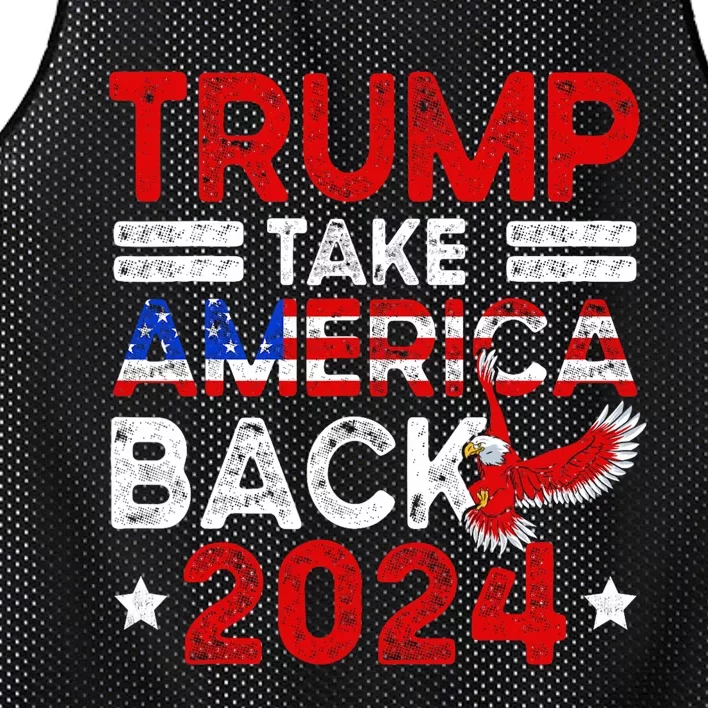 Trump 2024 Take America Back American Flag Trump 4th Of July Mesh Reversible Basketball Jersey Tank