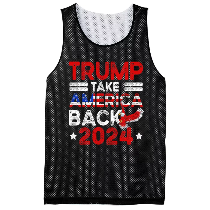 Trump 2024 Take America Back American Flag Trump 4th Of July Mesh Reversible Basketball Jersey Tank