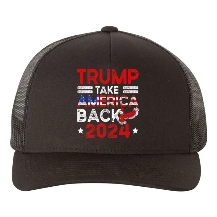 Trump 2024 Take America Back American Flag Trump Yupoong Adult 5-Panel Trucker Hat