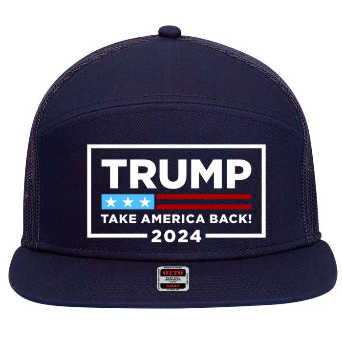 Trump 2024 Take America Back Stars & Stripes USA Vote 7 Panel Mesh Trucker Snapback Hat