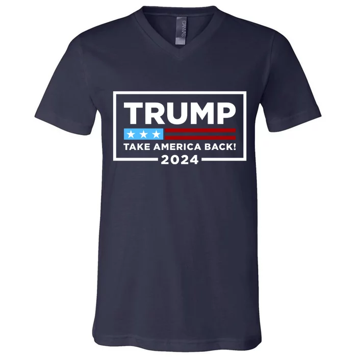 Trump 2024 Take America Back Stars & Stripes USA Vote V-Neck T-Shirt