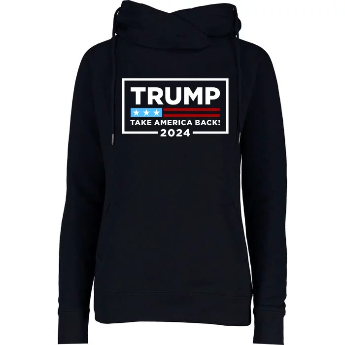 Trump 2024 Take America Back Stars & Stripes USA Vote Womens Funnel Neck Pullover Hood