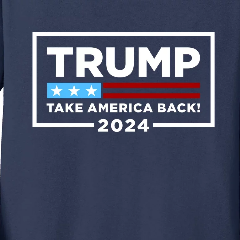 Trump 2024 Take America Back Stars & Stripes USA Vote Kids Long Sleeve Shirt