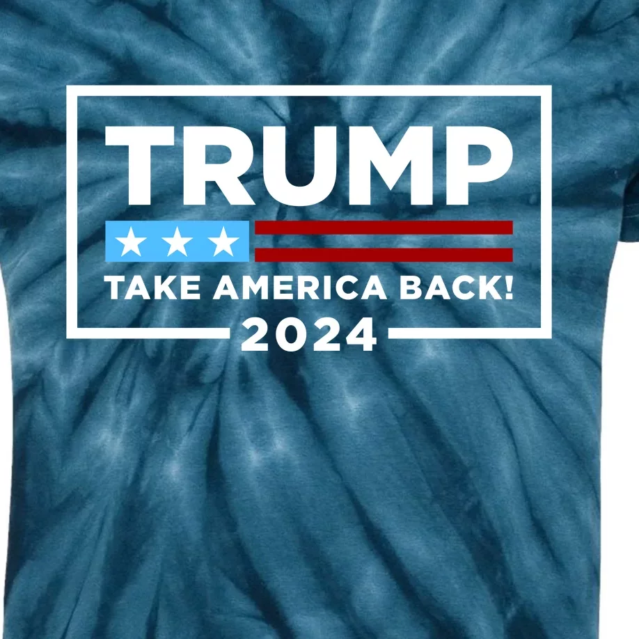 Trump 2024 Take America Back Stars & Stripes USA Vote Kids Tie-Dye T-Shirt